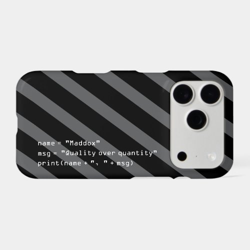 Gray Black and White Personalized Python Code iPhone 17 Pro Case