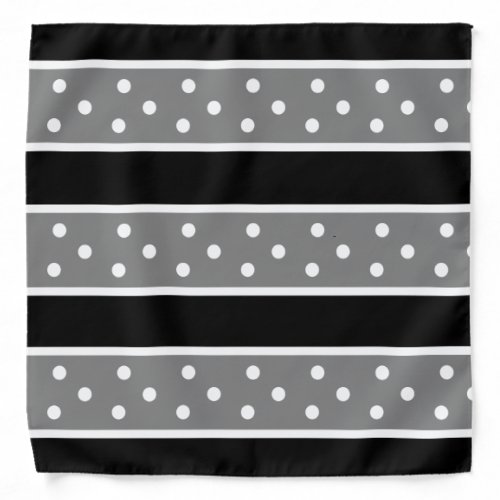Gray Black And White Polka Dot Pattern Bandanna