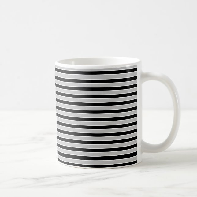 Gray, Black and White Stripes Coffee Mug (Right)