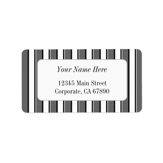 Gray Black and White Stripes Custom Address Labels (Front)