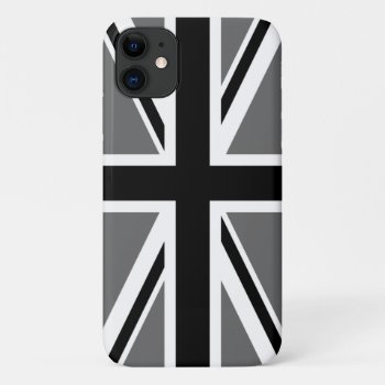 Gray Black And White Union Jack Iphone 11 Case by cliffviewcases at Zazzle