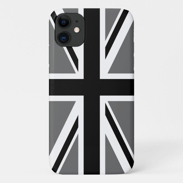 Gray Black and White Union Jack Case-Mate iPhone Case (Back)