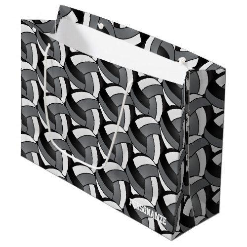 Gray Black and White Volleyball 2 Large Gift Bag