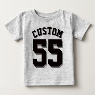 Gray & Black Baby   Sports Jersey Baby T-Shirt