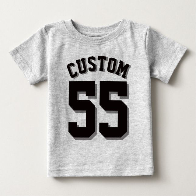 Gray & Black Baby | Sports Jersey Baby T-Shirt (Front)