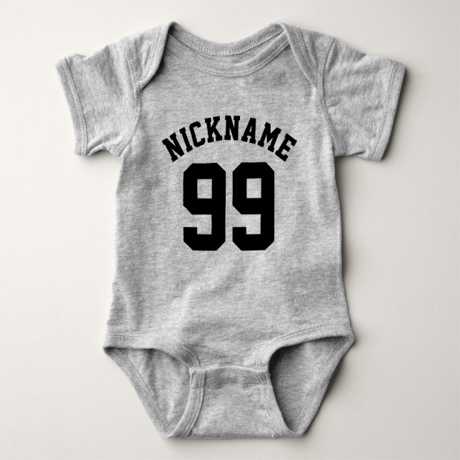 Gray & Black Baby | Sports Jersey Design Bodysuit (Front)