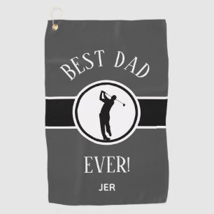 Gray Black Best Dad Ever Personalized Golfer Golf Towel
