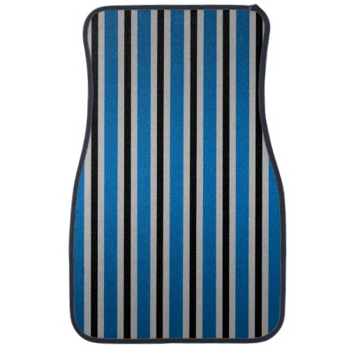 Gray black blue stripes car mat