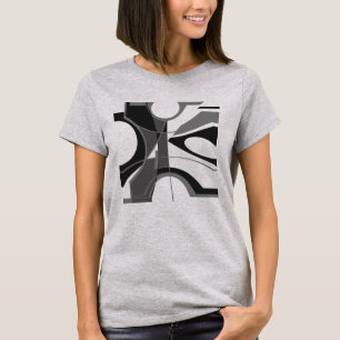 Gray Black Bold Geometric Shapes Art Abstract T-Shirt
