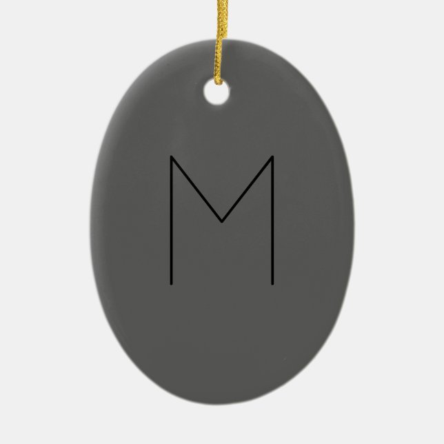 Gray Black Bold Monogram Modern Initials Ceramic Ornament (Front)