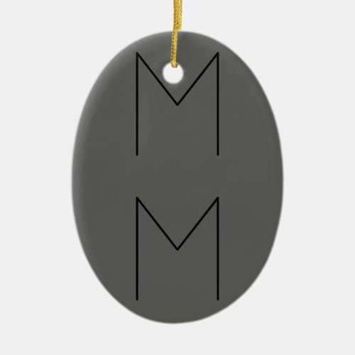 Gray Black Bold Monogram Modern Initials Ceramic Ornament