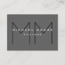 Gray Black Bold Monogram Modern Minimalist Business Card