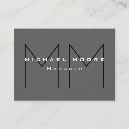 Customizable Gray Black Bold Monogram Modern Minimalist Business Card