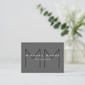 Gray Black Bold Monogram Modern Minimalist Business Card (Standing Front)