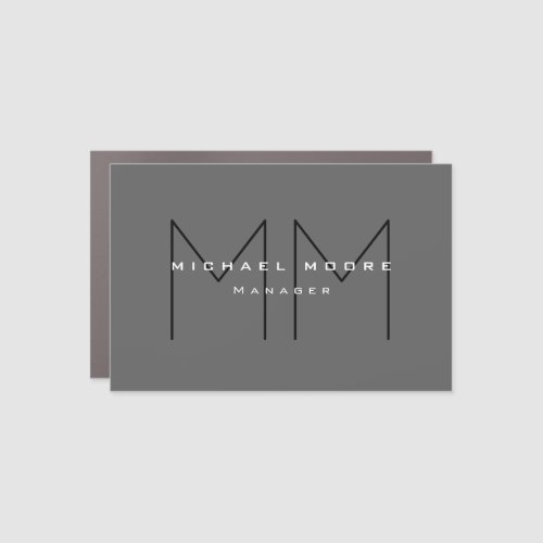 Gray Black Bold Monogram Modern Minimalist Car Magnet