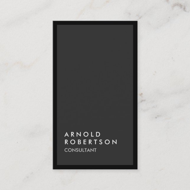 Gray Black Border Vertical Unique Business Card (Front)