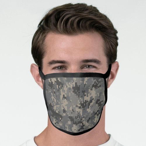Gray Black Brown Pixel Camo Camouflage Face Mask