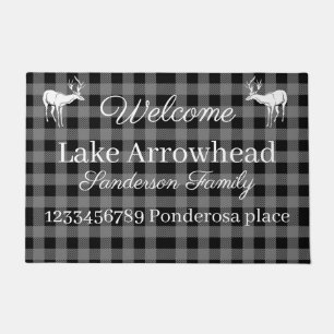 Gray Black Buffaloe Check deer address Doormat