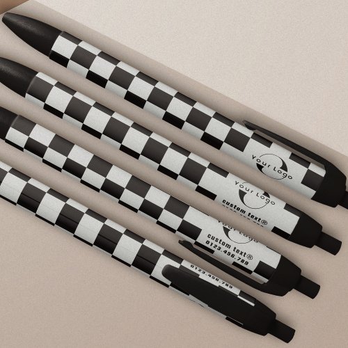 Gray  black Business logo Company brand Checkers Black Ink Pen
