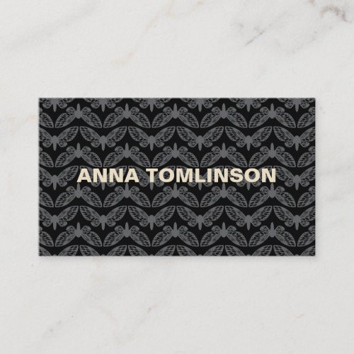 Gray &amp; Black Butterfly Pattern Business Card