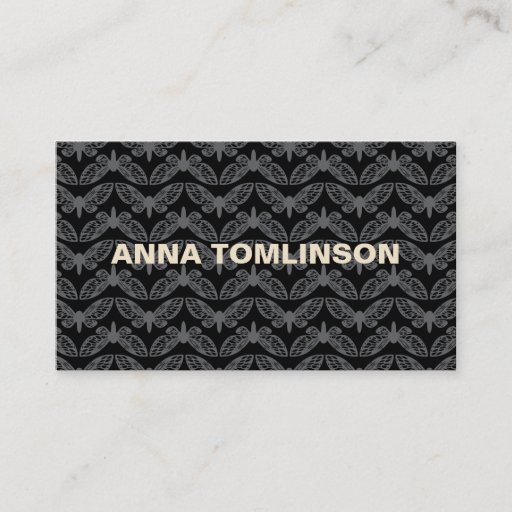 Customizable Gray &amp; Black Butterfly Pattern Business Card