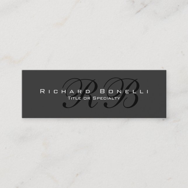 Gray Black Calligraphy Monogram Business Card (Front)