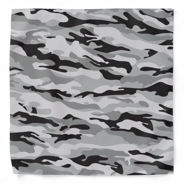 Gray & Black Camo Pattern Bandana (Front)