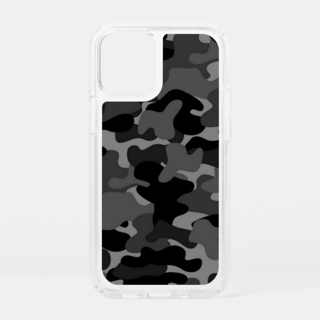 Gray Black Camo Speck iPhone 12 Mini Case (Front)