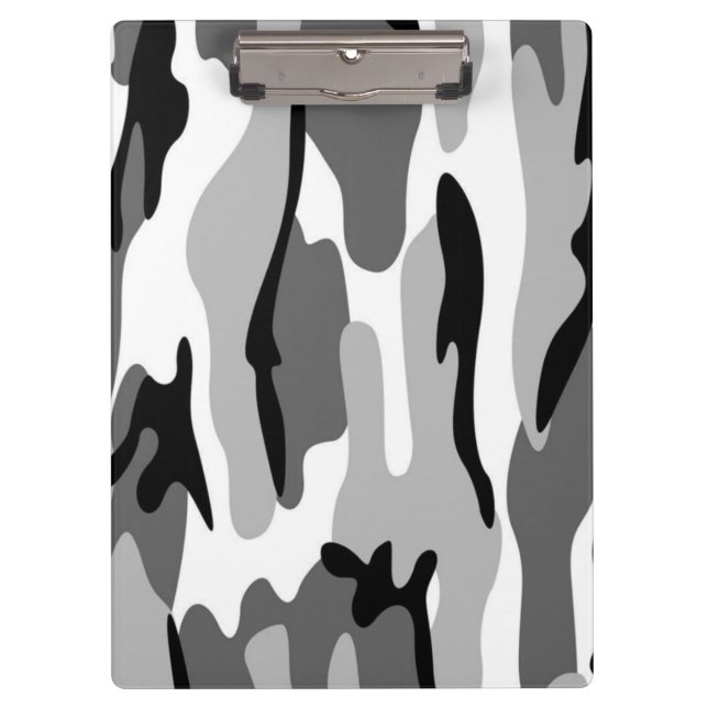 Gray & Black Camouflage Clipboard (Front)