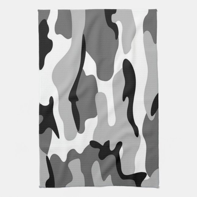 Gray & Black Camouflage Kitchen Towel (Vertical)
