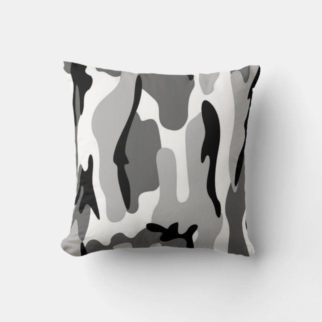 Gray & Black Camouflage Reversible Pillow (Front)