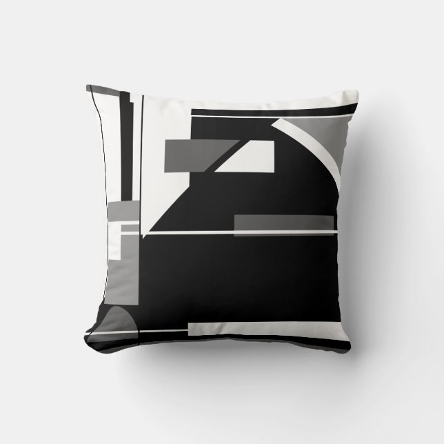 Gray Black Charcoal White Nautical Look Abstract Throw Pillow (Front)