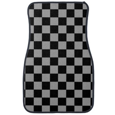 Gray black checkers car floor mat