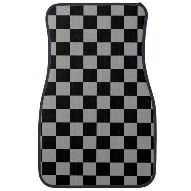 Gray black checkers car floor mat (Front)