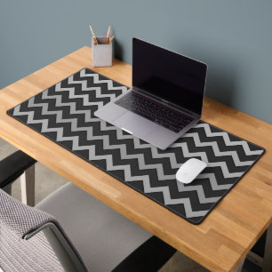 Gray black Chevron Cool retro pattern Desk Mat