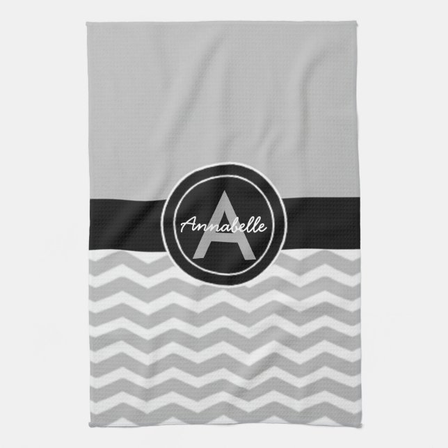Gray Black Chevron Kitchen Towel (Vertical)