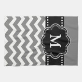 Gray Black Chevron Monogram Towel (Horizontal)