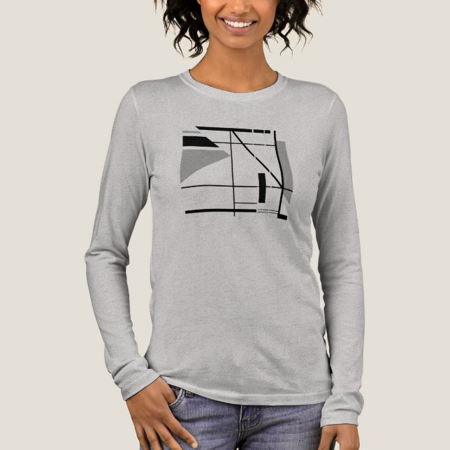 Gray Black Contemporary Small Geometric Abstract Tri-Blend Shirt (Front)