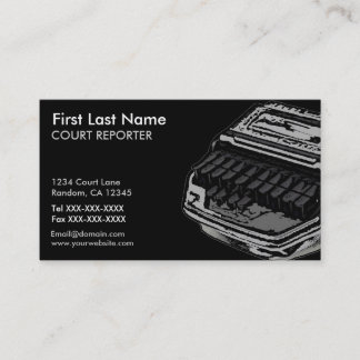 Gray black court reporter custom business cards