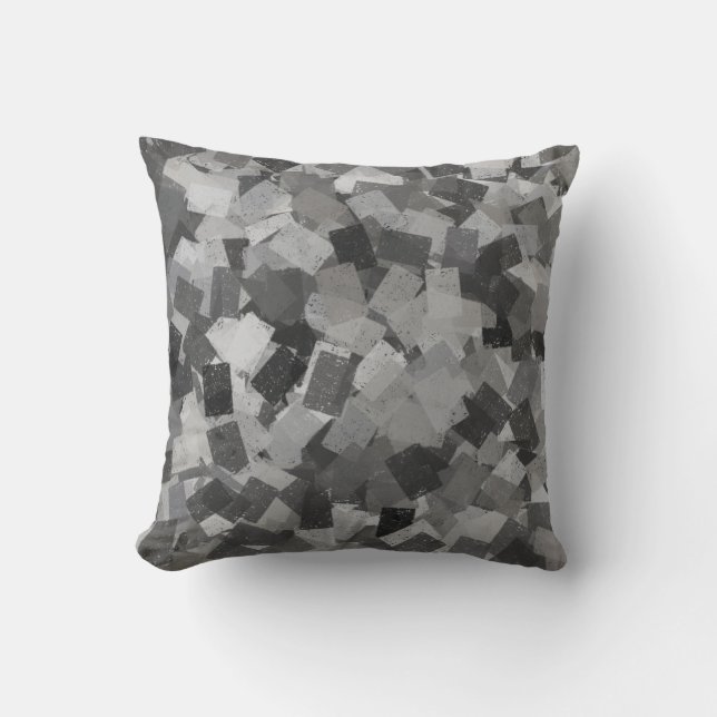 Gray Black Cubism Abstract Pattern Throw Pillow (Front)