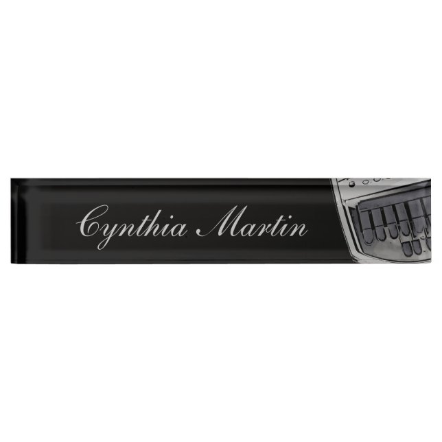 Gray black custom court reporter name plate (Front)