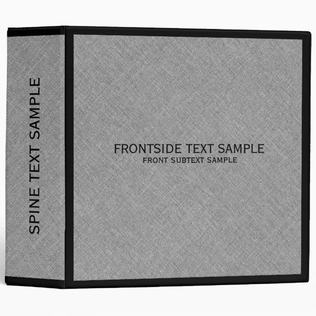 Gray & Black Faux Linen Texture Look Binder (Front/Spine)