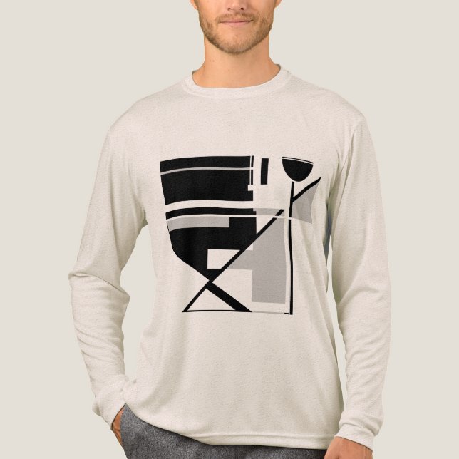 Gray Black Geometric Art MCM-inspired Design Tri-Blend Shirt (Front)