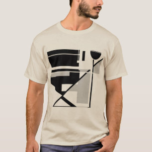 Gray Black Geometric MCM-inspired Abstract Art T-Shirt