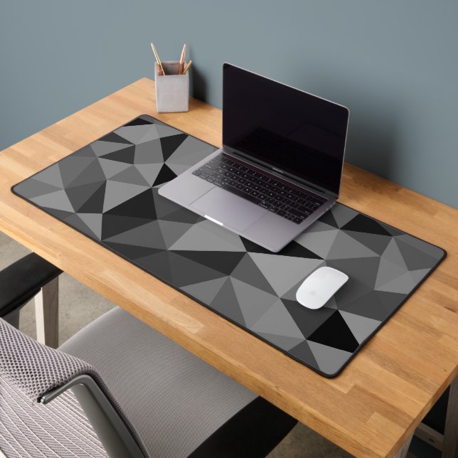 Gray black geometric mesh pattern desk mat (Office 2)