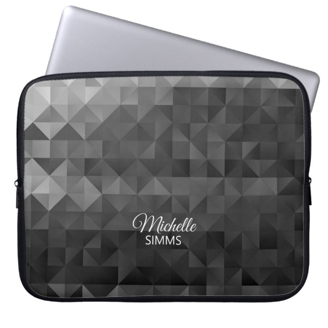 Gray-Black Geometric Pattern and Customization Laptop Sleeve (Front)