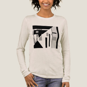 Gray Black Geometric Slanted MCM Look Abstract Art Tri-Blend Shirt