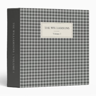 Gray Black Gingham Personalized Family Photo 3 Ring Binder