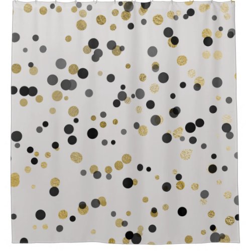 Gray  Black Gold Confetti Big Dots Minimal Caraoca Shower Curtain