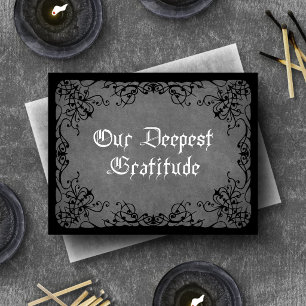 Gray Black Gothic Wedding Thank You Card